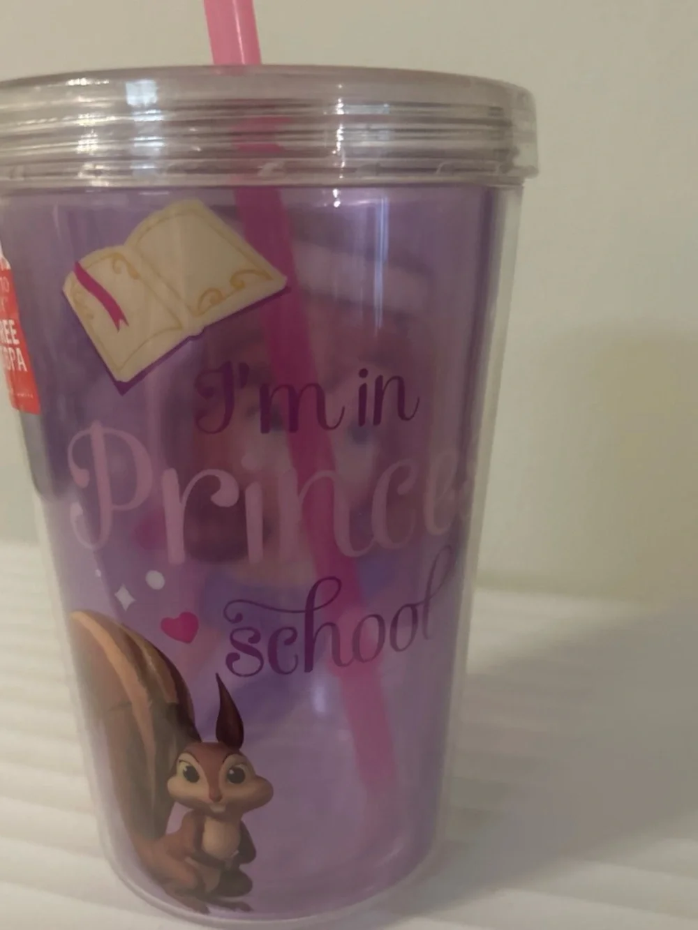 Purple Kids Character Tumbler with Pink Straw